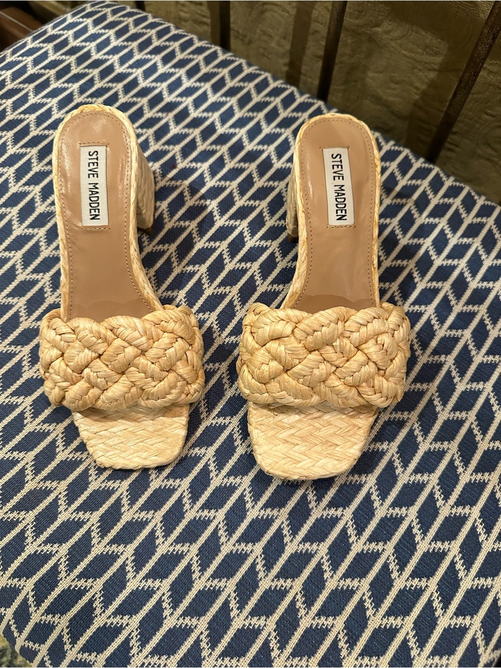 Steve Madden Natural Braided Straw Slide Mules